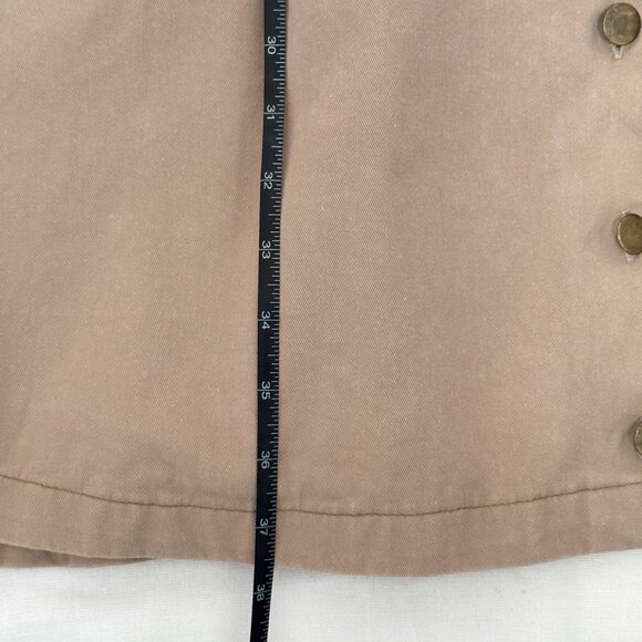 Vintage 80s 90s Tan Button Front Cotton Pinafore Overall Dress Size 9/10 XS S - Picture 12 of 12